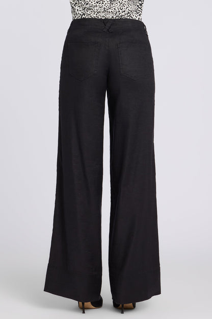 5 Pocket Wide Leg Trouser Pants - Black