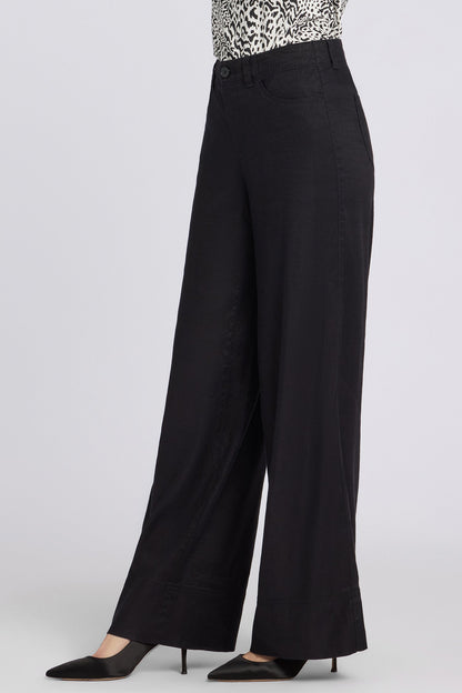 5 Pocket Wide Leg Trouser Pants - Black