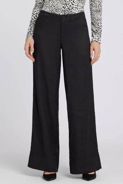 5 Pocket Wide Leg Trouser Pants - Black