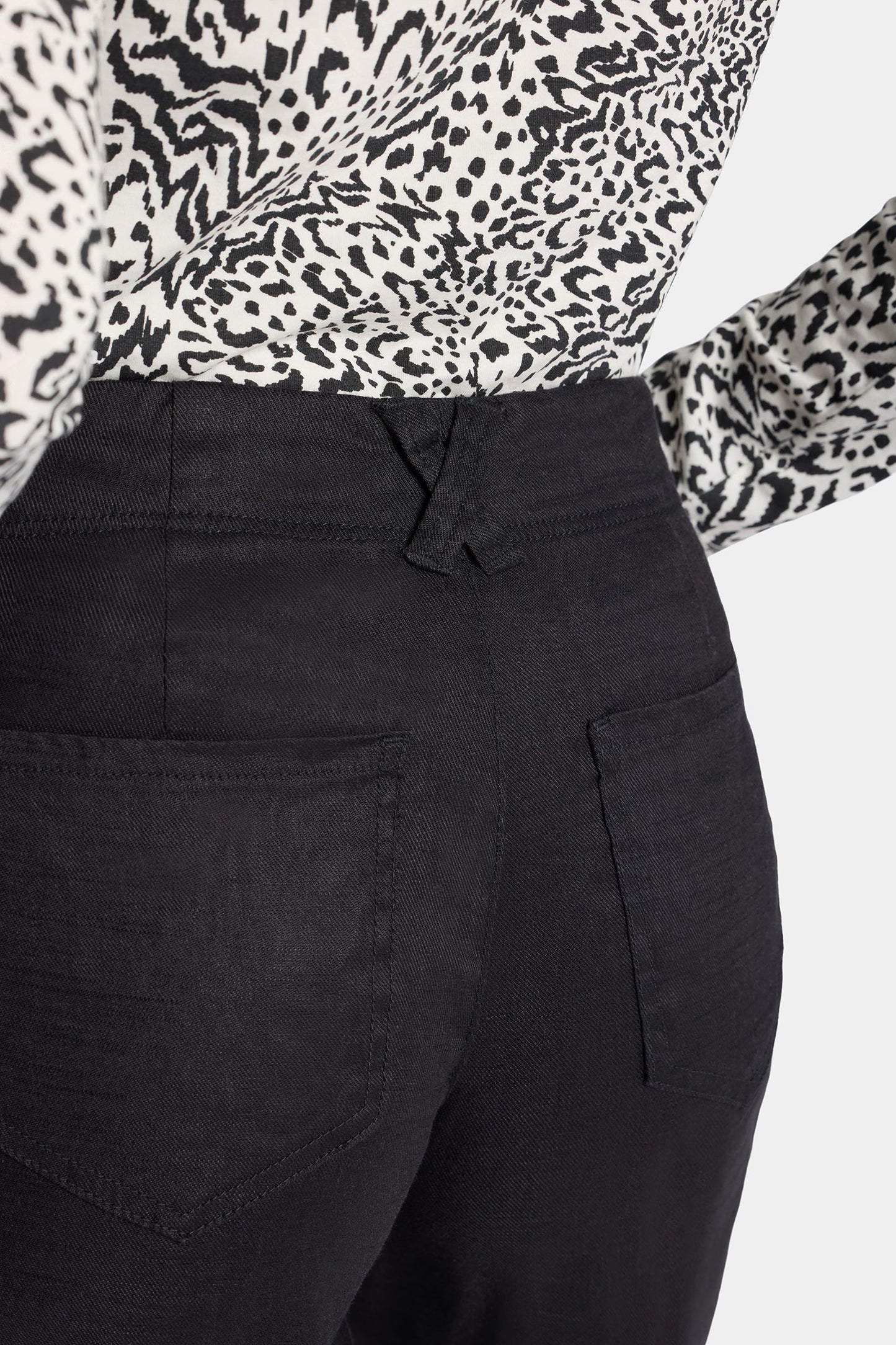 5 Pocket Wide Leg Trouser Pants - Black