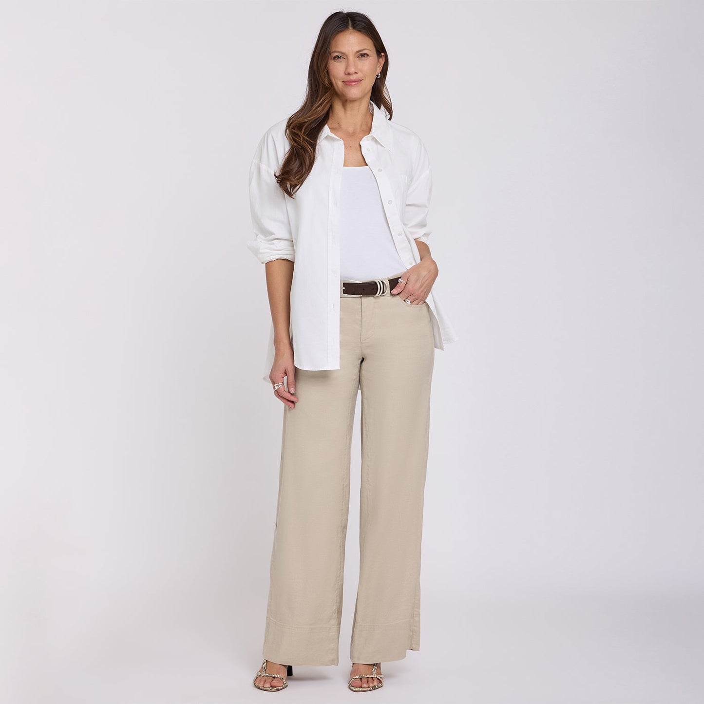 5 Pocket Wide Leg Trouser Pants - Feather