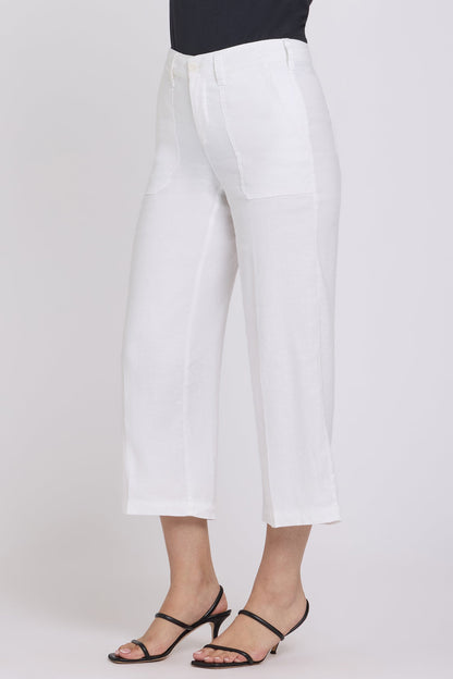 Wide Leg Cargo Capri Pants - Optic White
