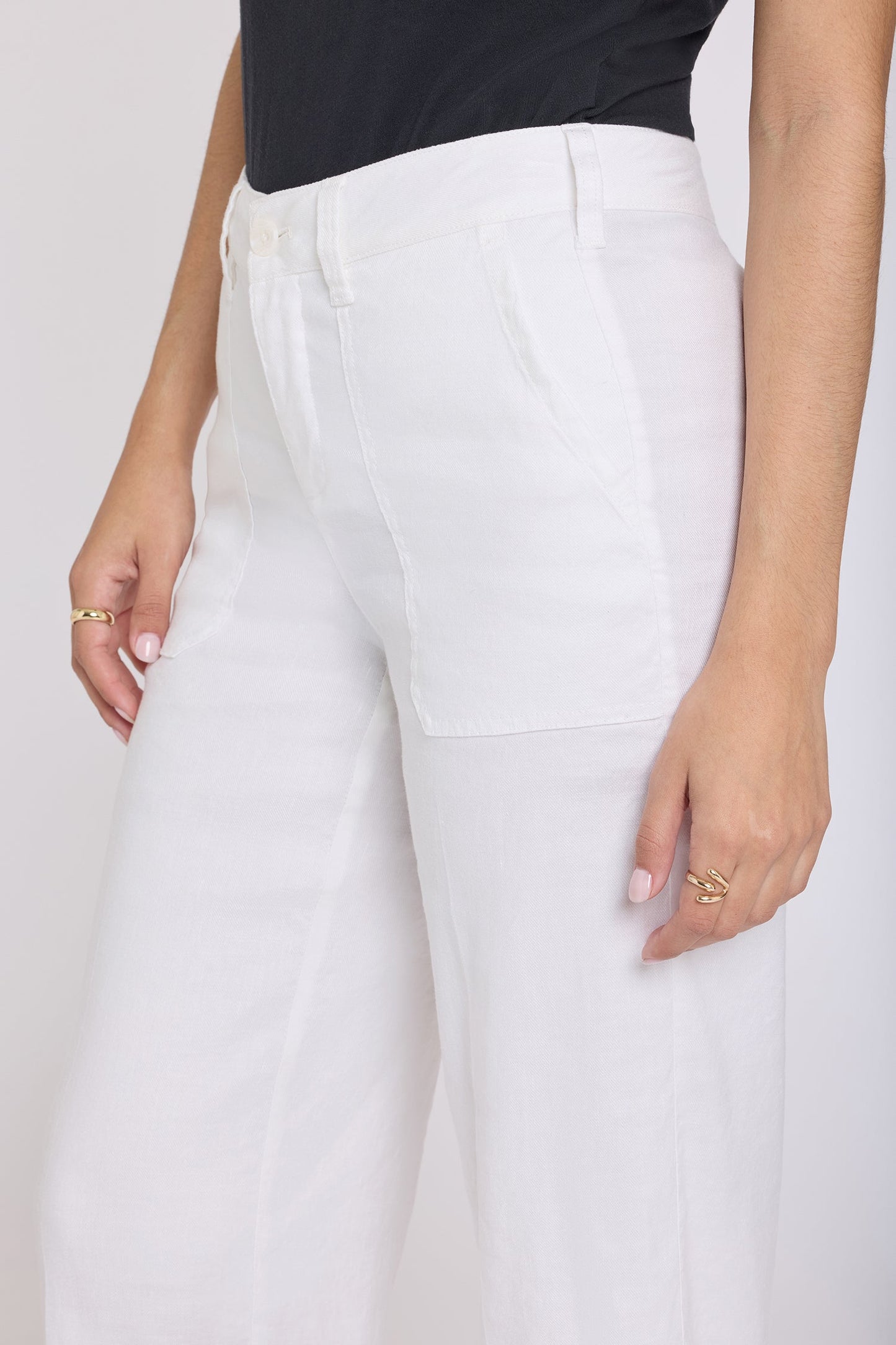 Wide Leg Cargo Capri Pants - Optic White