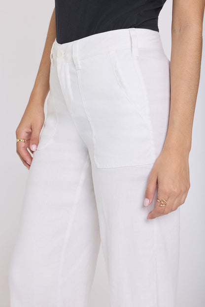 Wide Leg Cargo Capri Pants - Optic White