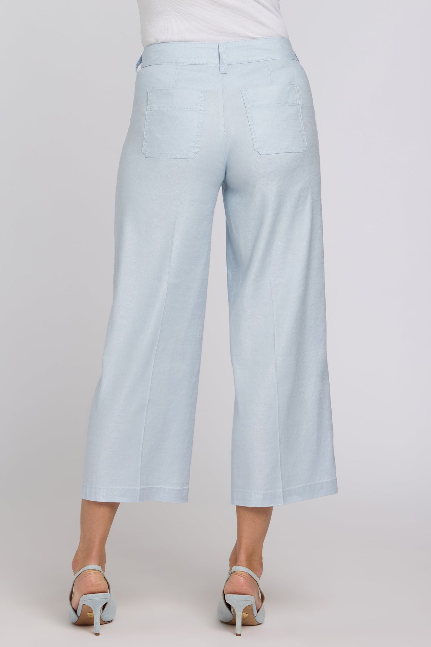 Wide Leg Cargo Capri Pants - Blue Clover