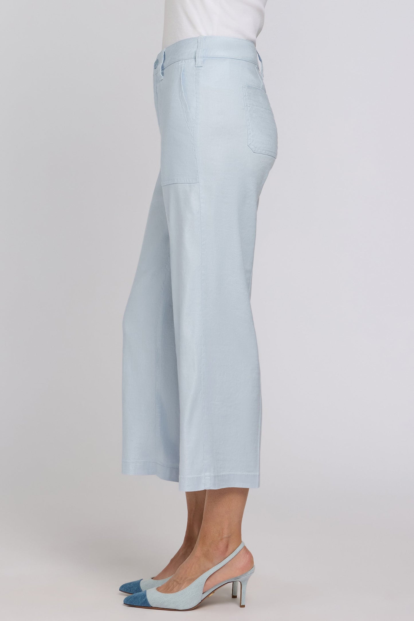 Wide Leg Cargo Capri Pants - Blue Clover