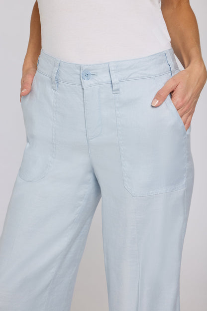 Wide Leg Cargo Capri Pants - Blue Clover