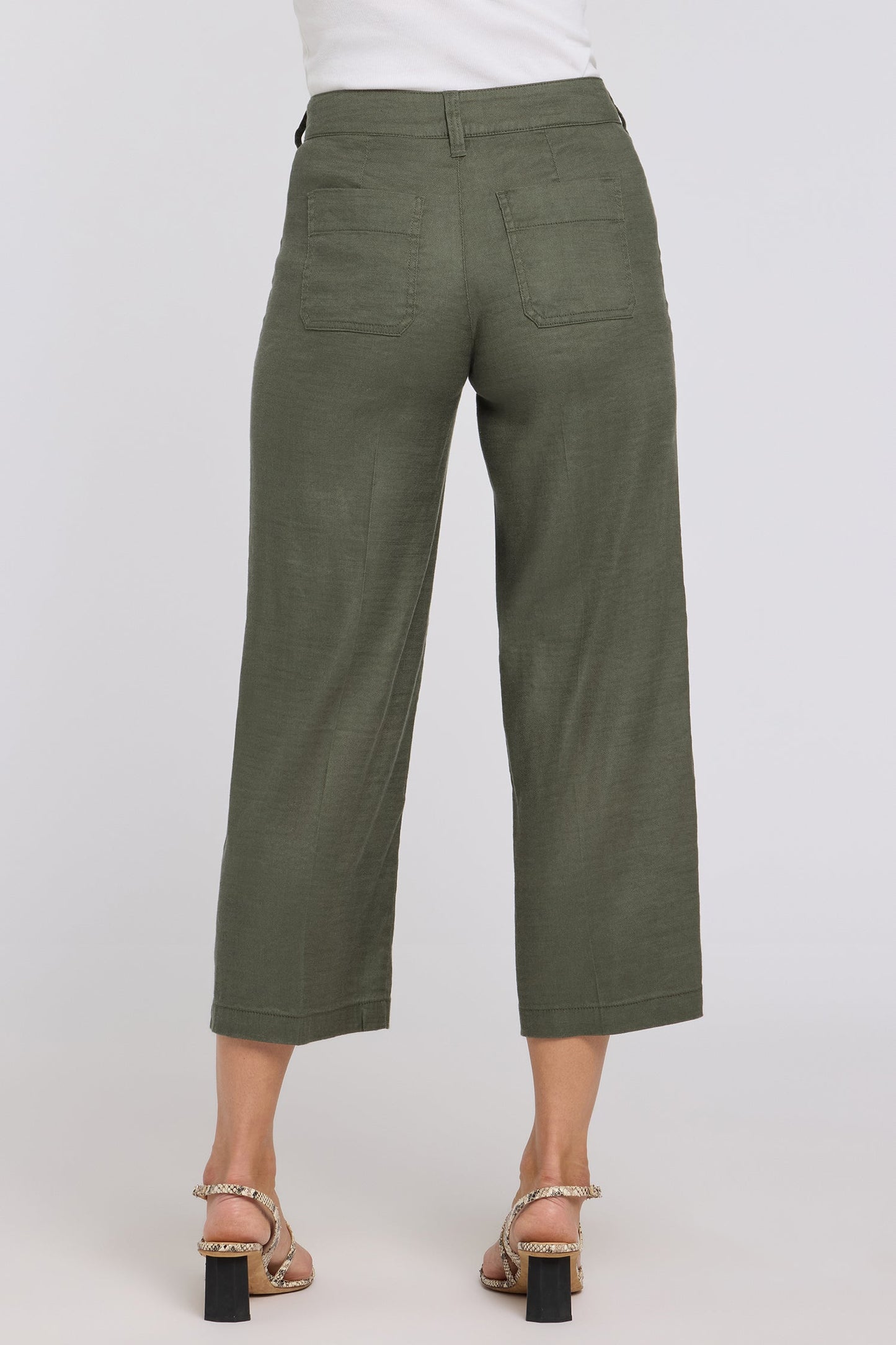 Wide Leg Cargo Capri Pants - Desert Green