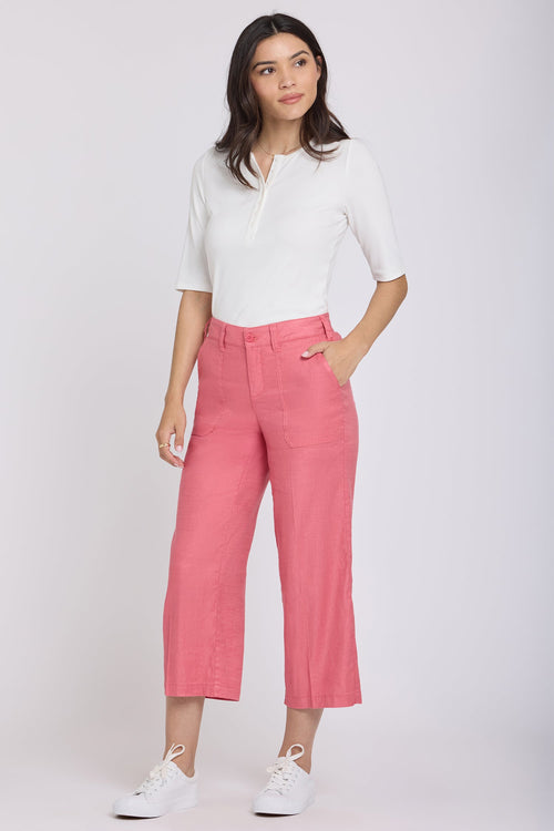 Wide Leg Cargo Capri Pants - Desert Rose