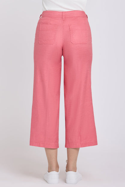 Wide Leg Cargo Capri Pants - Desert Rose