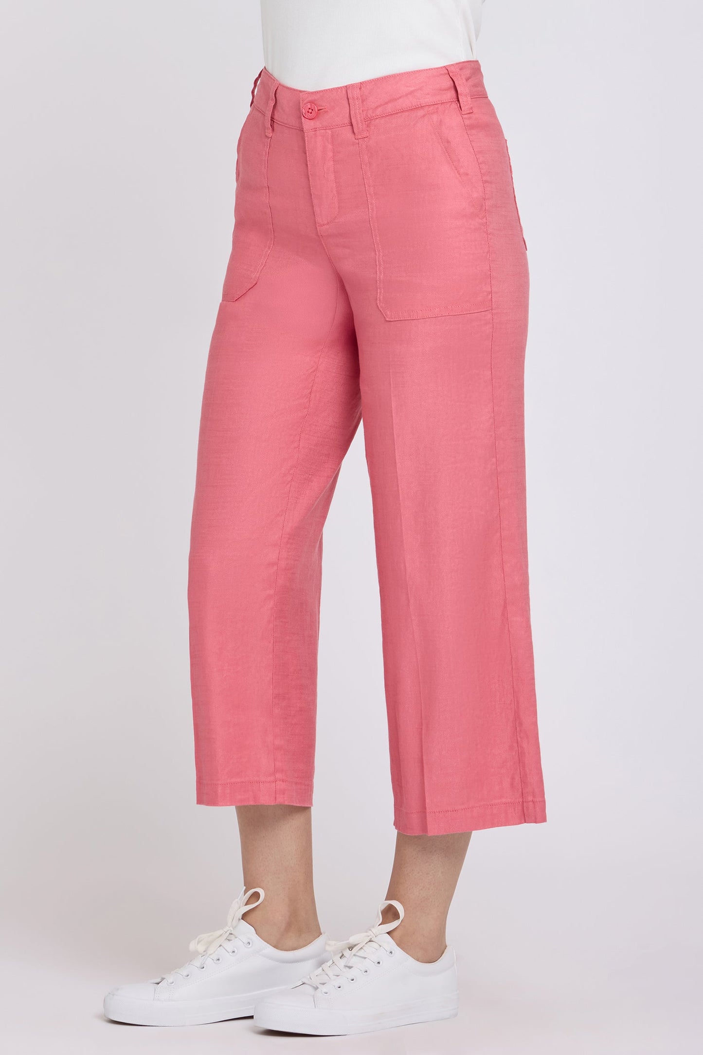 Wide Leg Cargo Capri Pants - Desert Rose