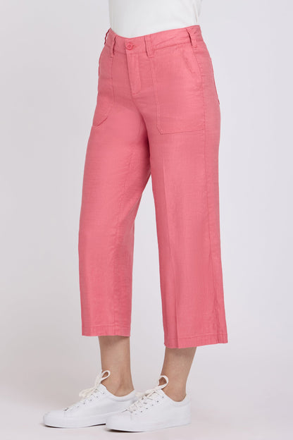 Wide Leg Cargo Capri Pants - Desert Rose