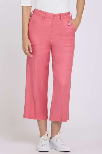 Wide Leg Cargo Capri Pants - Desert Rose