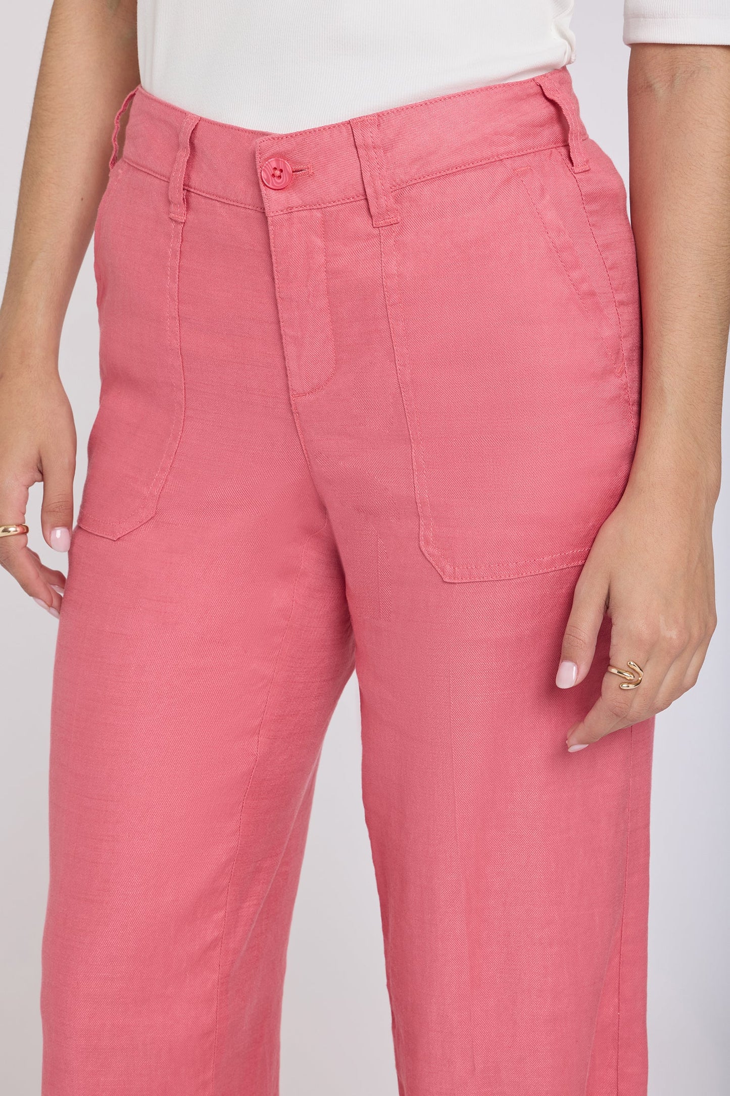 Wide Leg Cargo Capri Pants - Desert Rose