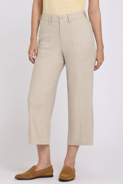 Wide Leg Cargo Capri Pants - Feather