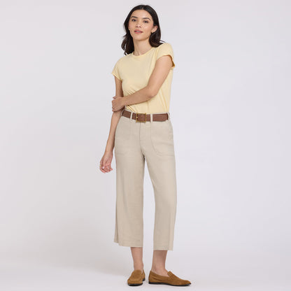 Wide Leg Cargo Capri Pants - Feather