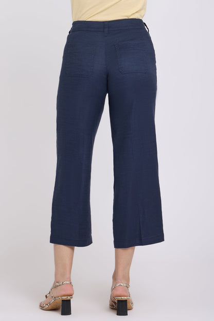 Wide Leg Cargo Capri Pants - Oxford Navy
