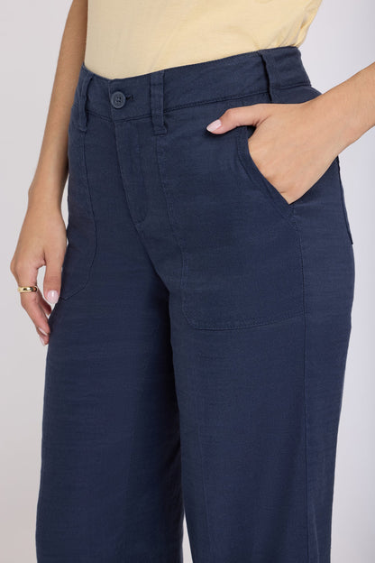 Wide Leg Cargo Capri Pants - Oxford Navy