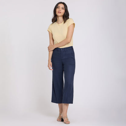 Wide Leg Cargo Capri Pants - Oxford Navy