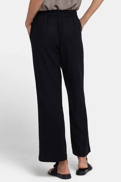 Relaxed Drawstring Pull-On Pants - Black