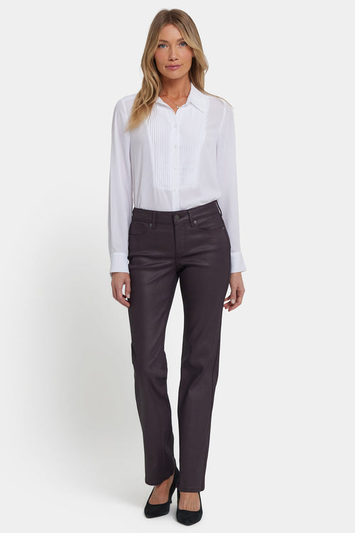 Coated Marilyn Straight Jeans - Fig Coated