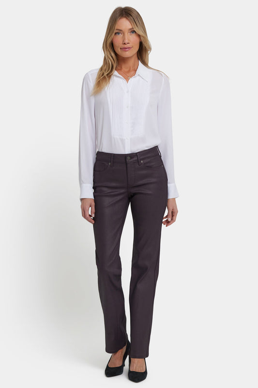 Coated Marilyn Straight Jeans - Fig Coated