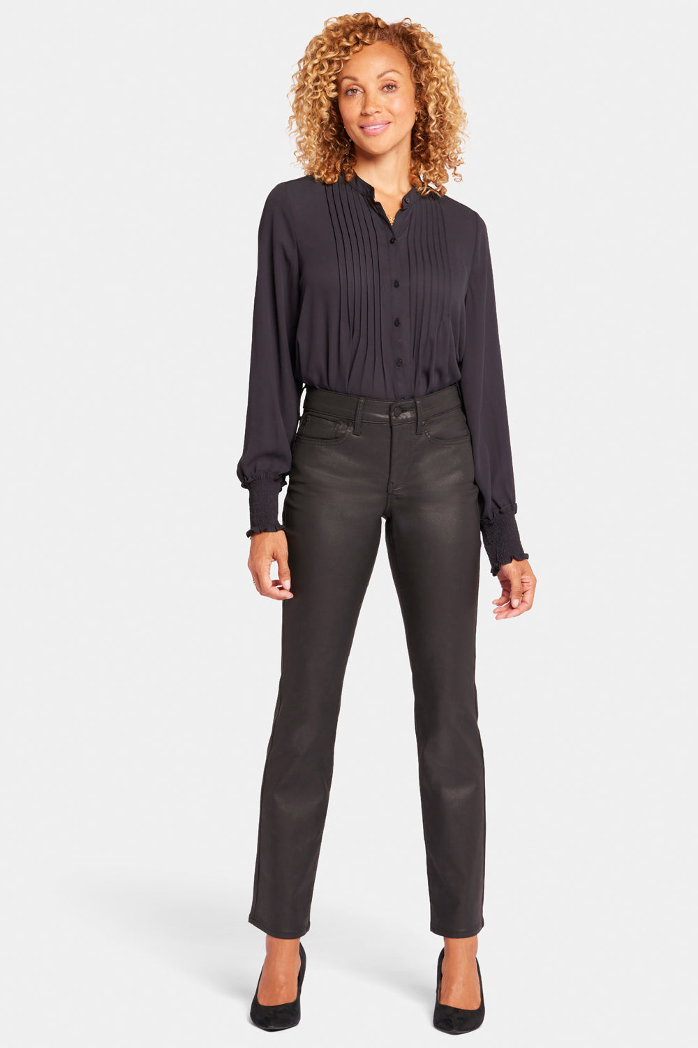 Uplift Coated Marilyn Straight Jeans - Black Coated