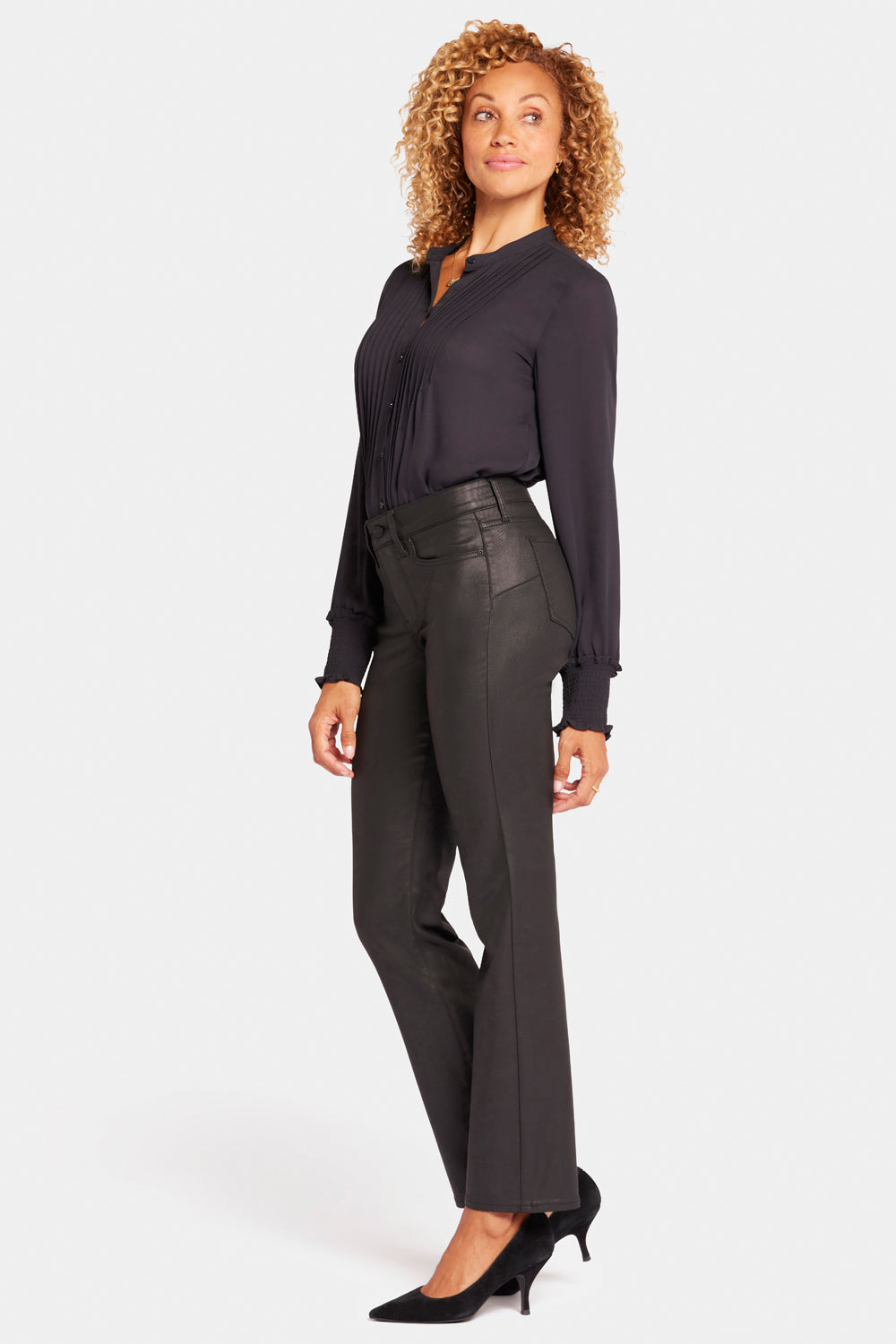 Uplift Coated Marilyn Straight Jeans - Black Coated