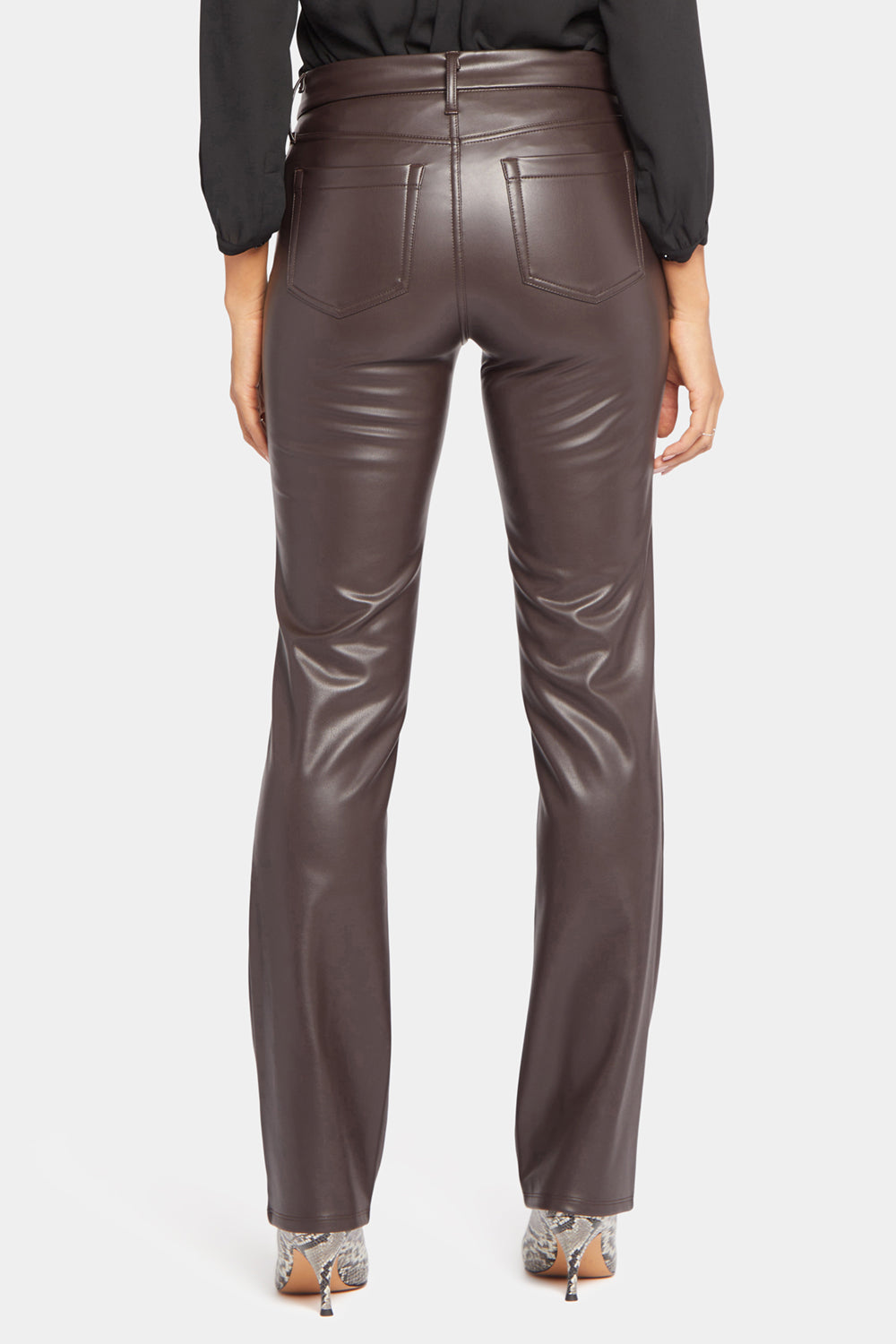 Faux Leather Marilyn Straight Pants - Cordovan