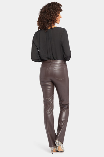 Faux Leather Marilyn Straight Pants - Cordovan