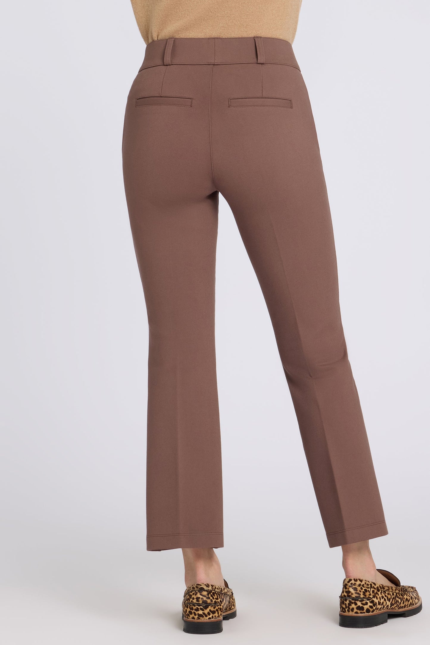 Pull-On Flared Ankle Trouser Pants - Deep Taupe