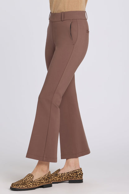 Pull-On Flared Ankle Trouser Pants - Deep Taupe