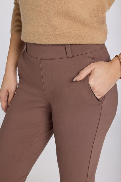 Pull-On Flared Ankle Trouser Pants - Deep Taupe