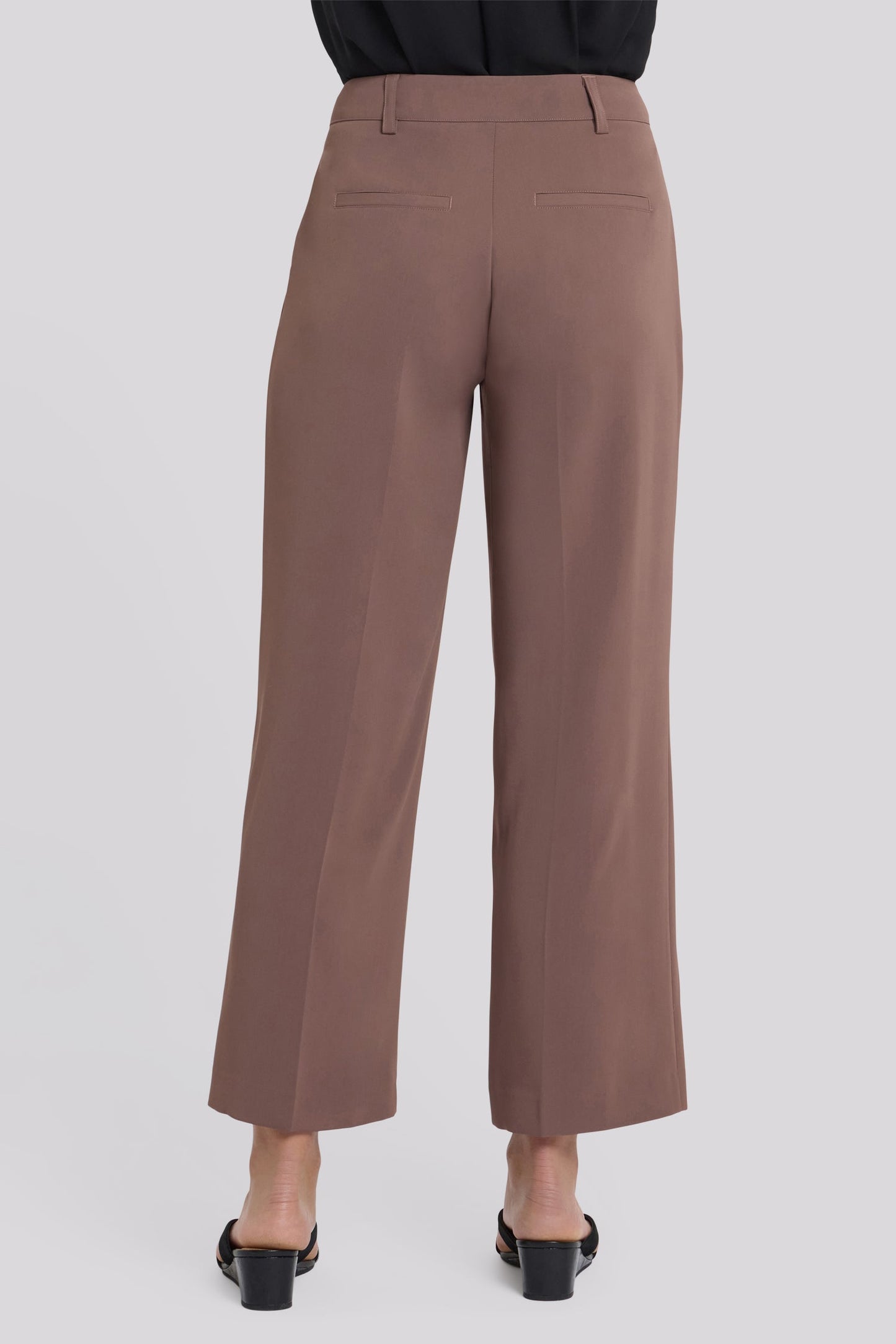 Wide Leg Ankle Trouser Pants - Deep Taupe
