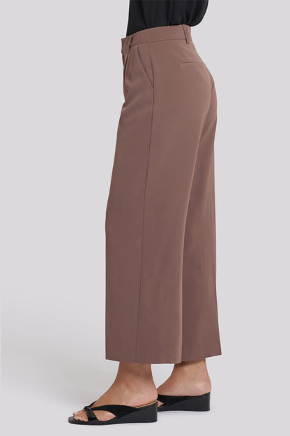 Wide Leg Ankle Trouser Pants - Deep Taupe