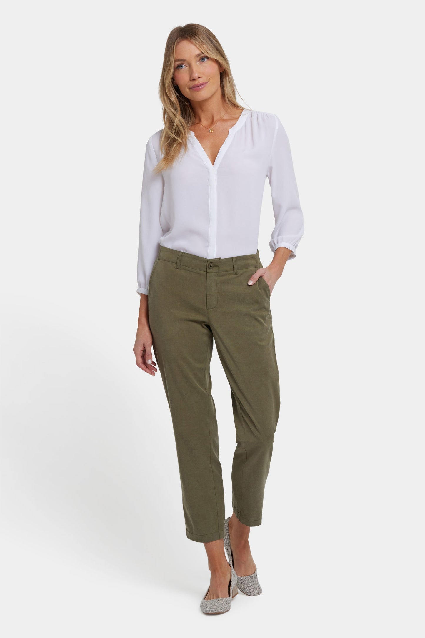 Easy-Fit Ankle Trouser Pants - Bay Leaf