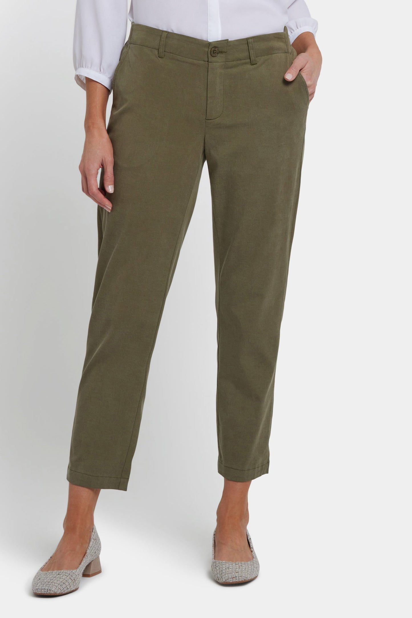 Easy-Fit Ankle Trouser Pants - Bay Leaf