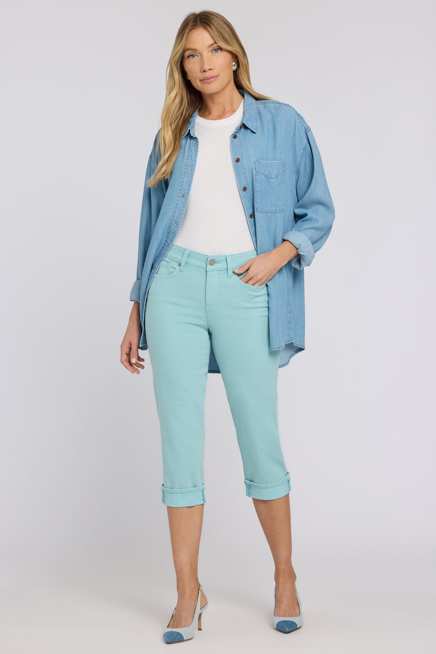 Marilyn Straight Crop Jeans - Aqua Haze