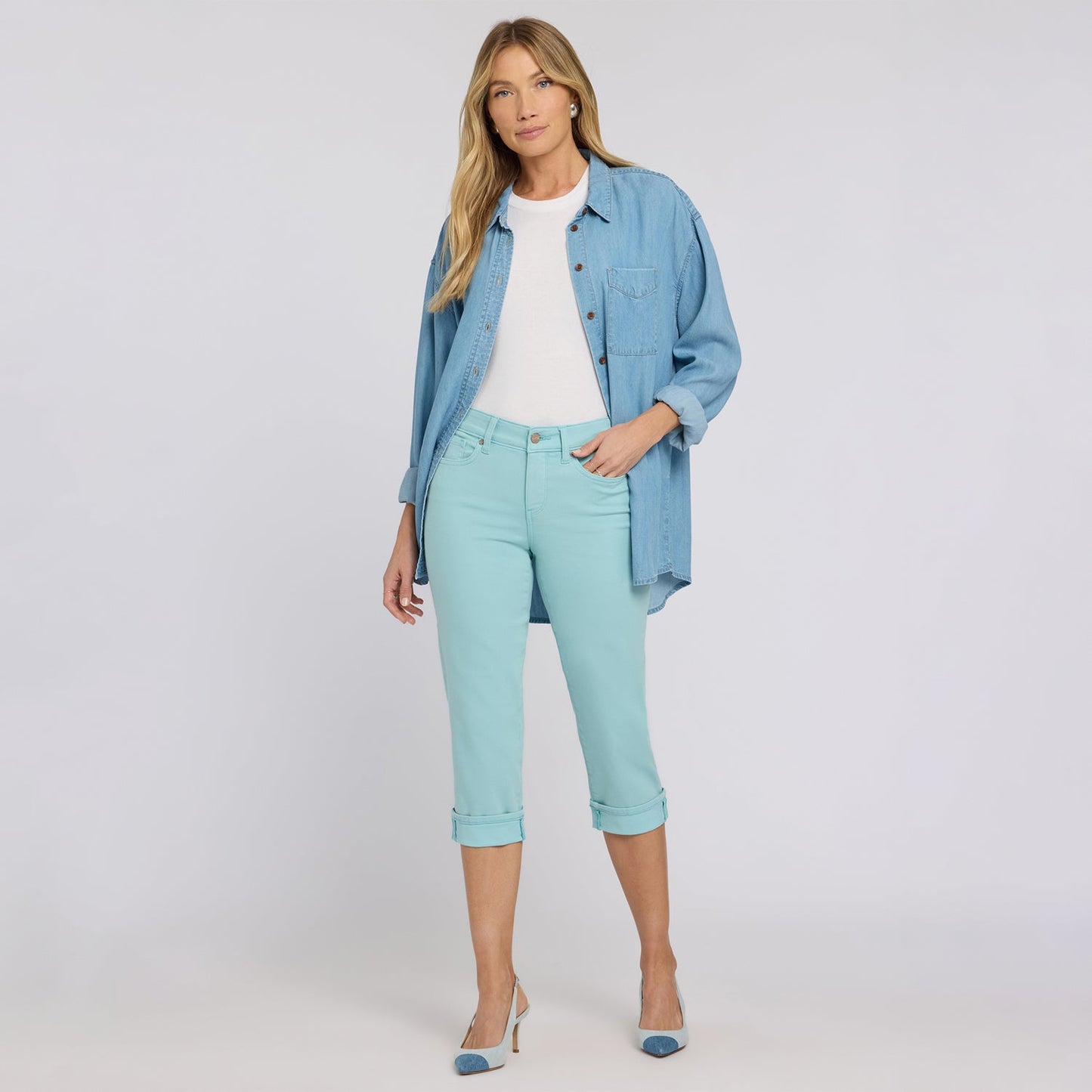 Marilyn Straight Crop Jeans - Aqua Haze