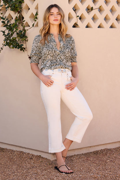 Bailey Relaxed Straight Crop Jeans - Vintage White