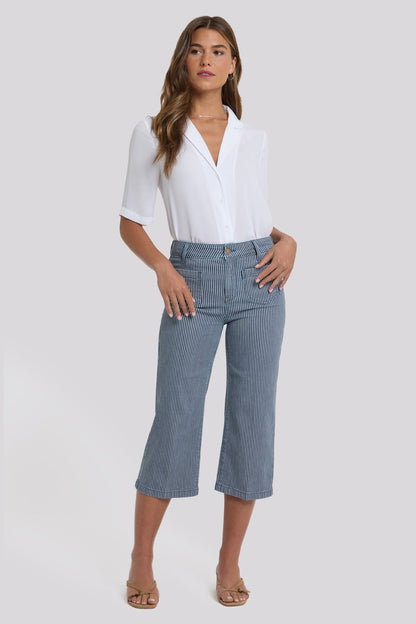 Coco Relaxed Wide Leg Crop Jeans - Malaga Stripe