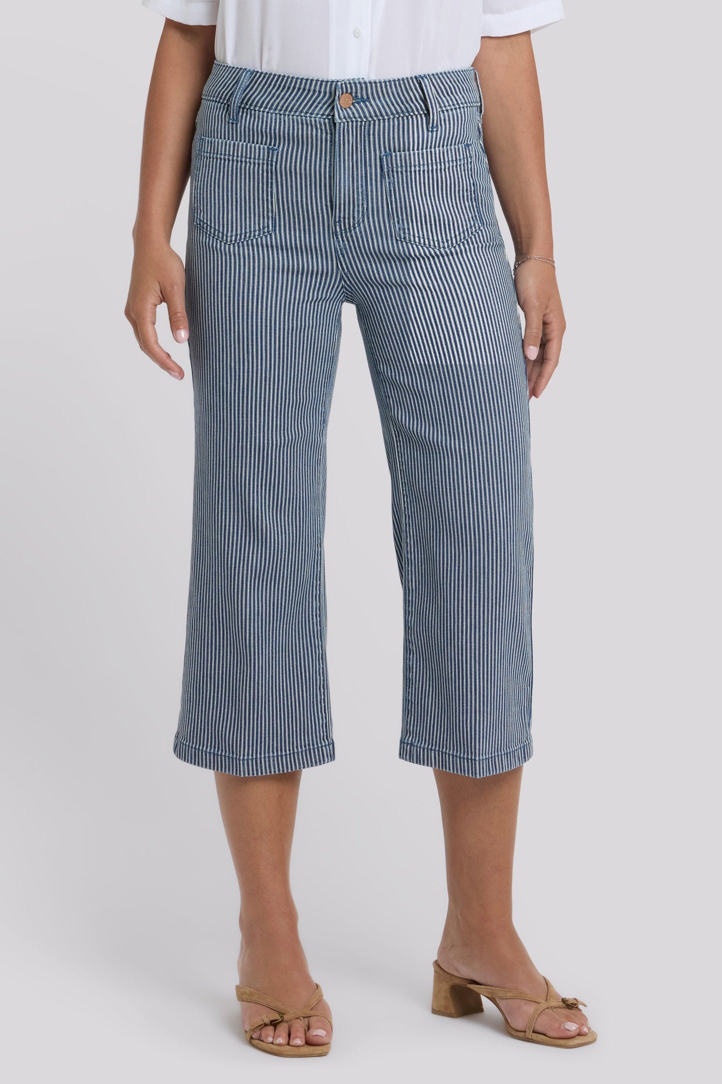 Coco Relaxed Wide Leg Crop Jeans - Malaga Stripe
