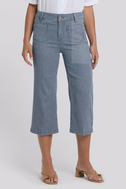 Coco Relaxed Wide Leg Crop Jeans - Malaga Stripe