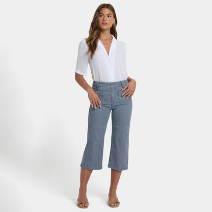 Coco Relaxed Wide Leg Crop Jeans - Malaga Stripe