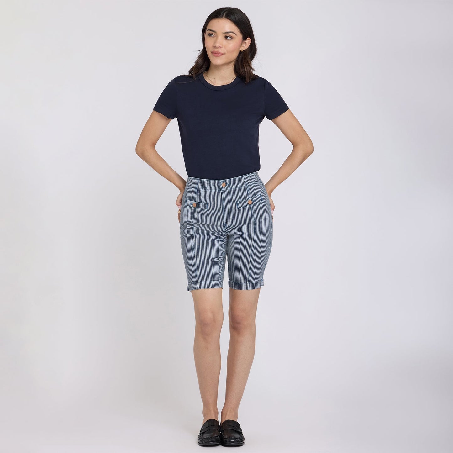 Ella Denim Shorts - Malaga Stripe