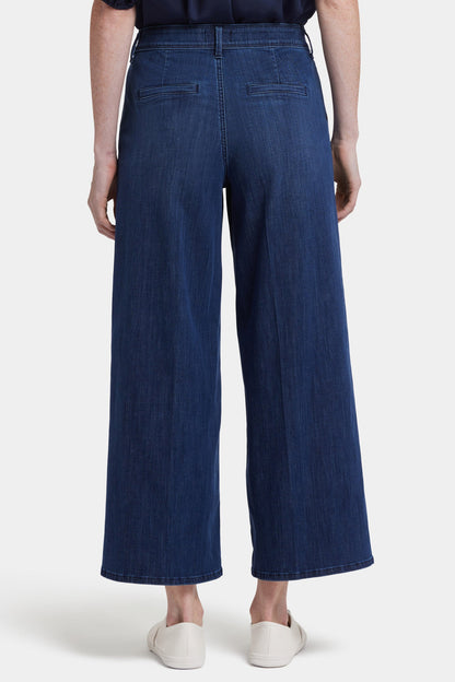 Mona Wide Leg Trouser Ankle Jeans - Ibiza Blues