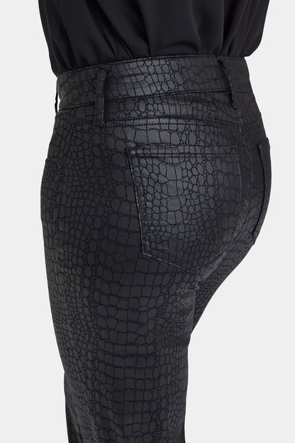Python Coated Marilyn Straight Jeans - Black Coated Python