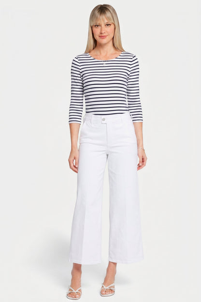 Mona Wide Leg Trouser Ankle Jeans  - Optic White