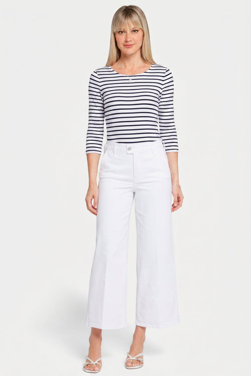 Mona Wide Leg Trouser Ankle Jeans  - Optic White