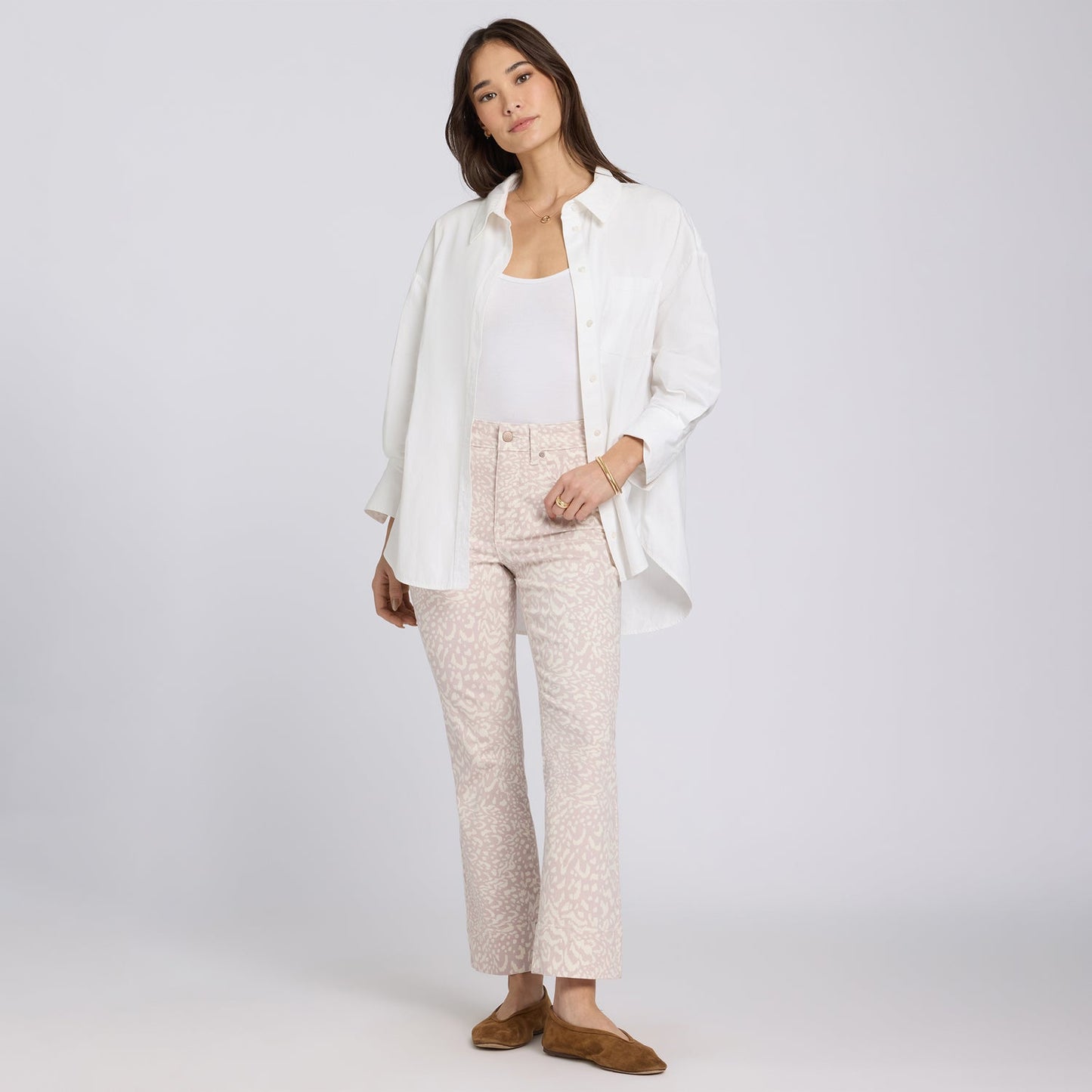 Billie Mini Bootcut Ankle Jeans - Snow Leopard
